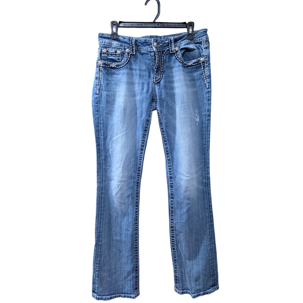 Miss Me Bootcut Jeans Embellished Pockets Denim Medium Wash Size‎ 30